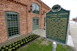General Motors unveiled the renovation and repurposing done to the original factory that gave rise to the automaking giant during a ceremony Monday, May 1, 2017, in Flint, Mich. (Dale G Young/The Detroit News via AP)
