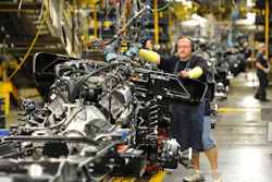 A Ford employee at the company's assembly plant in Avon Lake, Ohio. (AP Photo/David Richard)