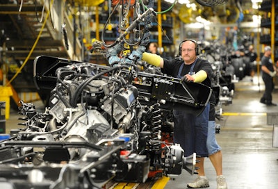 A Ford employee at the company's assembly plant in Avon Lake, Ohio. (AP Photo/David Richard)