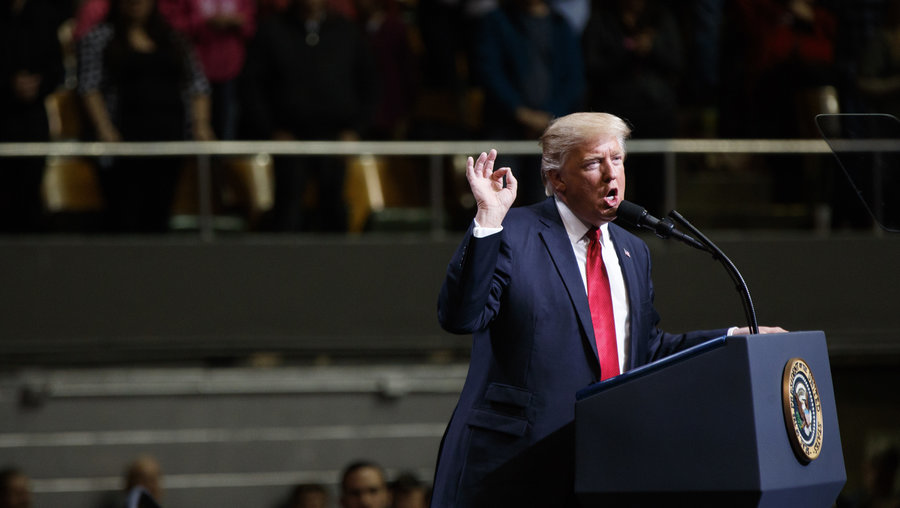 President Trump speaks during a rally on Wednesday in Nashville, Tenn., a day before his budget proposal was released. (AP Photo/Evan Vucci)