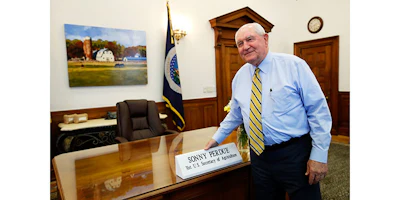 Agriculture Secretary Secretary Sonny Perdue is seen in his office after an interview with The Associated Press, Wednesday, May 3, 2017, at the Agriculture Department in Washington. (AP Photo/Jacquelyn Martin)