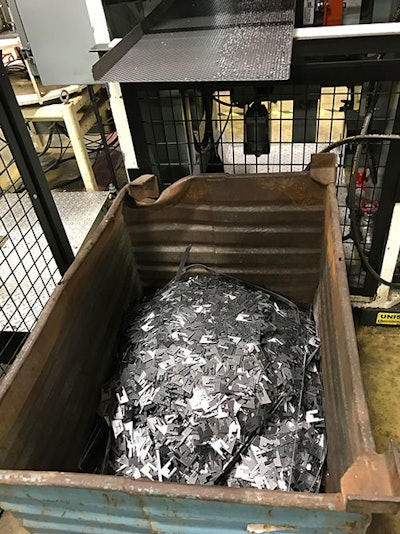 A press stamps out the Ax blade shapes leaving little waste material. (IMPO photo)