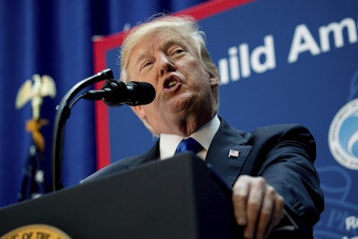 President Donald Trump speaks about infrastructure at the Department of Transportation, Friday, June 9, 2017, in Washington. (AP Photo/Andrew Harnik)