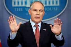 In this June 2, 2017, file photo, EPA Administrator Scott Pruitt speaks to the media during the daily briefing in the Brady Press Briefing Room of the White House in Washington. Newly obtained emails underscore just how closely Pruitt coordinated with fossil fuel companies while serving as Oklahoma’s state attorney general, a position in which he frequently sued to block federal efforts to curb planet-warming carbon emissions. (AP Photo/Pablo Martinez Monsivais, File)