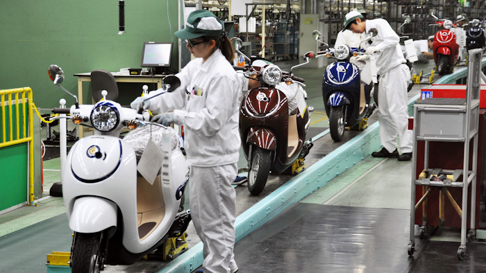 Honda Motor Co. factory that produces Giorno scooters in Otsu, Japan. (Image credit: Kyodo/AP)