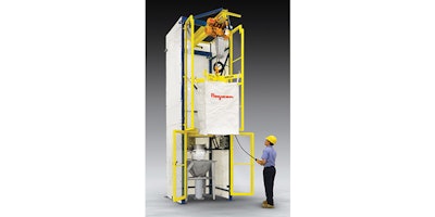 Flexicon BULK-OUT® BFC Discharger with five-sided enclosure vented to a plant’s dust collection system captures airborne dust escaping through the seams or fabric of bulk bags.