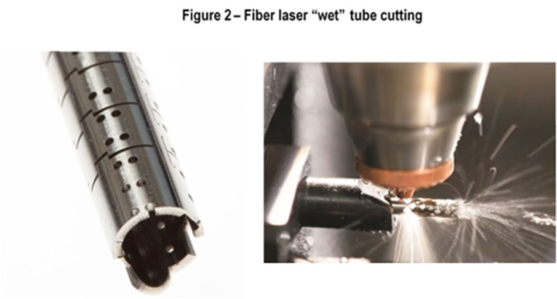 Figure 2 shows an example of a tube produced by one of the new laser tube cutters on the market (left) and a close-up of laser tube cutting (right).