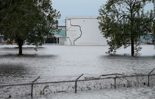 The Arkema Inc. chemical plant is flooded from Tropical Storm Harvey, Wednesday, Aug. 30, 2017, in Crosby, Texas. The plant, about 25 miles (40.23 kilometers) northeast of Houston, lost power and its backup generators amid Harvey’s dayslong deluge, leaving it without refrigeration for chemicals that become volatile as the temperature rises. (Godofredo A. Vasquez/Houston Chronicle via AP)