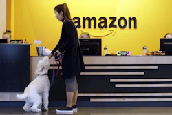 An Amazon employee gives her dog a biscuit as the pair head into a company building, where dogs are welcome, in Seattle. Amazon says it received 238 proposals from cities and regions hoping to be the home of the company's second headquarters. The online retailer kicked off its hunt for a second headquarters in September, promising to bring 50,000 new jobs. It will announce a decision sometime in 2018. (AP Photo/Elaine Thompson, File)