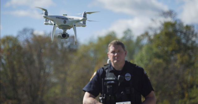 Officer Scott Hermon pilots the Streetsboro, Ohio, police department's first drone (AP photo)