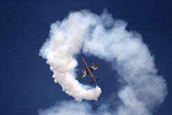 A plane of Al Fursan, or the Knights, a UAE Air Force aerobatic display team, performs during the Dubai Air Show, United Arab Emirates, Monday, Nov. 13, 2017. (AP Photo/Kamran Jebreili)