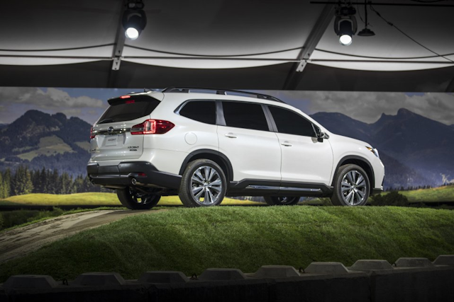 This photo provided by Subaru shows the Subaru Ascent. Known for its small all-wheel-drive cars and SUVs, Subaru enters the big people-hauler market with the new Ascent. It’s got three rows of seats and can carry as many as eight people. (Michael A. Shaffer/CapitolSunset.com/Subaru of America, Inc. via AP)