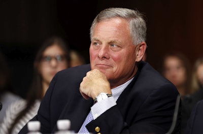 In this Sept. 20, 2017, file photo, Sen. Richard Burr, R-N.C., listens on Capitol Hill in Washington. Burr and Sen. Thom Tillis issued statements Nov. 15, saying they will vote against Michael Dourson to serve as head of EPA's Office of Chemical Safety and Pollution Prevention. (AP Photo/Alex Brandon, File)