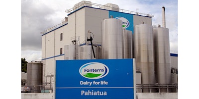 FILE - This Dec. 11, 2013 file photo shows a Fonterra milk powder factory at Pahiatua, New Zealand. An arbitration tribunal has ordered New Zealand dairy giant Fonterra to pay Danone of France US$125 million for recall costs stemming from a 2013 food scare. (Steve Carle/New Zealand Herald via AP, File)
