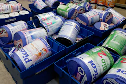 Removed baby milk boxes are pictured in a drugstore in Anglet, southwestern France, Monday, Dec.11, 2017. Baby milk maker Lactalis and French authorities have ordered a global recall of millions of products over fears of salmonella bacteria contamination. The French company, one of the largest dairy groups in the world, said it has been warned by health authorities in France that 26 infants have become sick since Dec. 1. (AP Photo/Bob Edme)