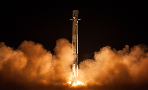 This Sunday, Jan. 7, 2019 photo made available by SpaceX shows the landing of the first stage of the Falcon 9 rocket at Cape Canaveral, Fla., for the 'Zuma' U.S. satellite mission. Responding to media reports that the satellite was lost, SpaceX President Gwynne Shotwell says the rocket 'did everything correctly' and suggestions otherwise are 'categorically false.' (SpaceX via AP)
