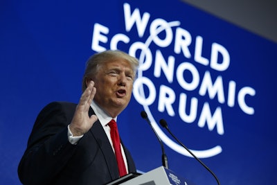 President Donald Trump delivers a speech to the World Economic Forum, Friday, Jan. 26, 2018, in Davos. (AP Photo/Evan Vucci)