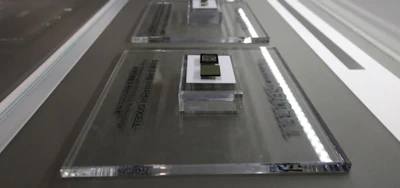 Samsung Electronics microchips on display at its shop in Seoul, South Korea (AP Photo)