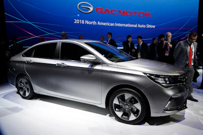Chinese automaker GAC Motor says it's on track to enter the U.S. market in the fourth quarter of 2019. (AP Photo/Carlos Osorio)