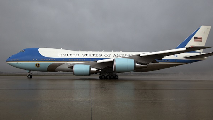 In this April 6, 2017 file photo, Air Force One, with President Donald Trump aboard, departs from Andrews Air Force Base, Md., en route to Mar-a-Largo, in Palm Beach, Fla., for a meeting with Chinese President Xi Jinping. Image credit: AP Photo/Jose Luis Magana