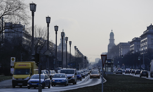 Cars drive on a main road in Berlin, Germany, Wednesday, Feb. 28, 2018. Image credit: AP Photo/Markus Schreiber