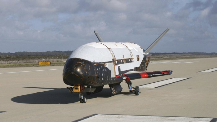 This June 2009 photo provided by the U.S. Air Force via NASA shows the X-37B Orbital Test Vehicle at Vandenberg Air Force Base, Calif. Image credit: U.S. Air Force via AP