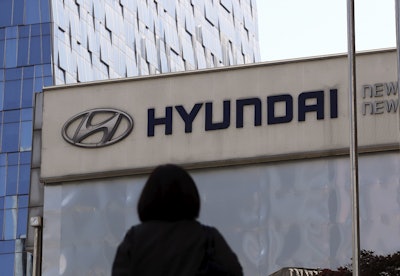In this April 26, 2017, file photo, the logo of the Hyundai Motor Co. is displayed at the automaker's showroom in Seoul, South Korea. Image credit: AP Photo/Lee Jin-man, File