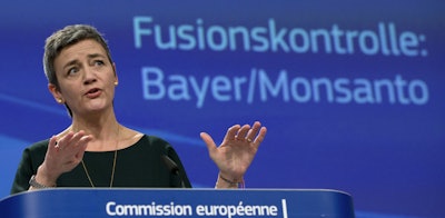 European Commissioner for Competition Margrethe Vestager speaks during a media conference at EU headquarters in Brussels, Wednesday, March 21, 2018. Image credit: AP Photo/Virginia Mayo