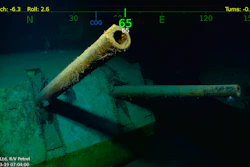 In this Monday, March 19, 2018, underwater video image courtesy by Paul Allen shows wreckage from the USS Juneau, a U.S. Navy ship sunk by the Japanese torpedoes 76 years ago, found in the South Pacific. Image credit: Paul Allen via AP