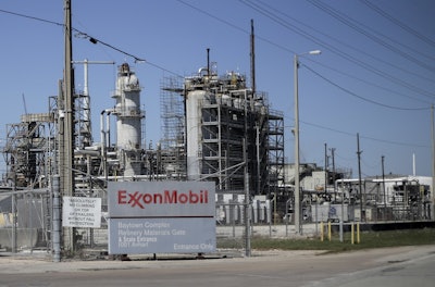 This March 20, 2018 photo shows Exxon Mobil Corp.'s Olefins Plant in Baytown, Texas. Two days after Harvey hit, some 457 million gallons of stormwater mixed with untreated wastewater, including oil and grease, surged into an adjacent creek from the Exxon plant. Image credit: Elizabeth Conley/Houston Chronicle via AP