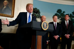 President Donald Trump speaks before he signs a presidential memorandum imposing tariffs and investment restrictions on China in the Diplomatic Reception Room of the White House, Thursday, March 22, 2018, in Washington. Image credit: AP Photo/Evan Vucci