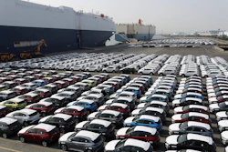 In this March 26, 2018, photo, Hyundai Motor's vehicles are seen at the company's export yard in Ulsan, South Korea. Image credit: Kim Yong-tae/Yonhap via AP