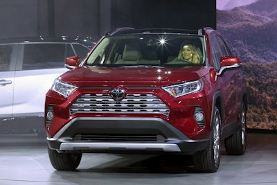 The 2019 Toyota Rav4 is shown Wednesday, March 28, 2018, at the New York Auto Show. Image credit: AP Photo/Mark Lennihan