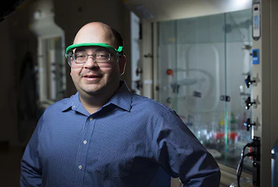 Javier Vela and the chemists in his research group have been working to produce semiconductors from materials that are safe, abundant and inexpensive to manufacture. (Christopher Gannon)