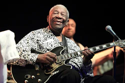 In this Aug. 8, 2013, file photo, Blues music legend B.B. King performs on Frampton's Guitar Circus 2013 Tour at Pier Six Pavilion, in Baltimore. Image credit: Photo by Owen Sweeney/Invision/AP, File