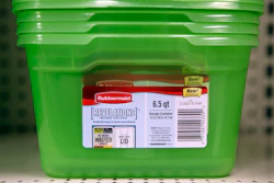 In this file photograph taken July 30, 2009, Rubbermaid containers are stacked at a store in Detroit. Newell Brands is selling its global consumer and commercial package manufacturing business to Novolex Holdings LLC as it continues its consolidation efforts. Image credit: AP Photo/Paul Sancya, file