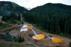 In this Aug. 12, 2015, file photo, water flows through a series of retention ponds built to contain and filter out heavy metals and chemicals from the Gold King Mine spill near Silverton, Colo. Image credit: (AP Photo/Brennan Linsley, File