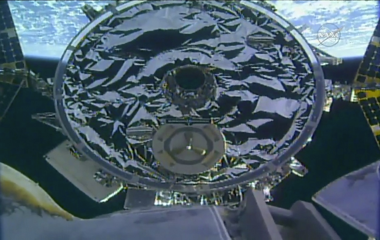 In this photo made from NASA video, the Cygnus capsule prepares to dock to the International Space Station, Thursday, May 24, 2018. Image credit: NASA via AP