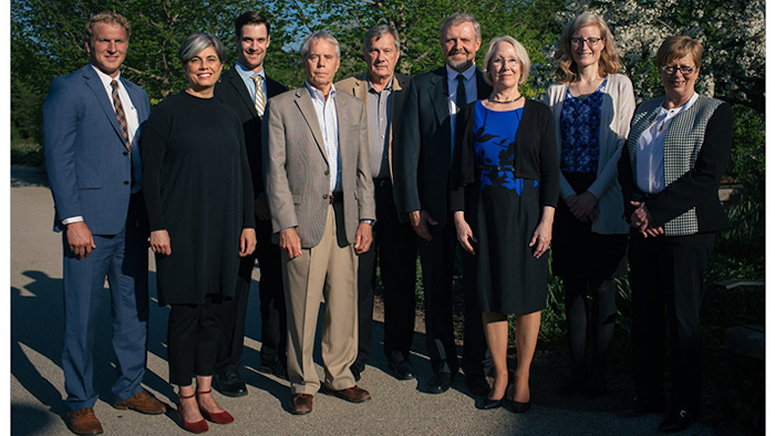 The winners of the 2018 U.S. Dairy Sustainability Awards are from left to right: Austin Allred of Royal Dairy, Sarah Beaubien of Tillamook County Creamery Association, Brett Reinford of Reinford Farms, Ted Sniegocki and Bob Joblin of Magic Dirt, Mike and Edie McMahon of E-Z Acres, and Lisa Zwack and Erin Sharp of The Kroger Co.