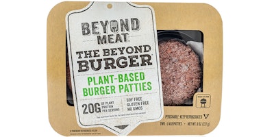 Beyond Meat's most popular product, a faux hamburger, consists of pea protein, yeast extract, coconut oil and beet juice. (Keith Homan/Shutterstock.com)