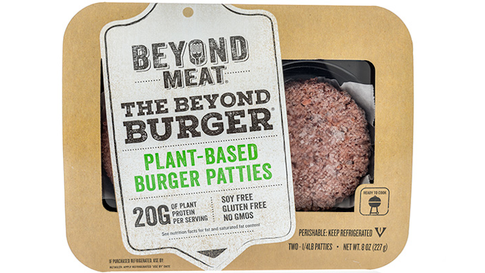 Beyond Meat's most popular product, a faux hamburger, consists of pea protein, yeast extract, coconut oil and beet juice. (Keith Homan/Shutterstock.com)