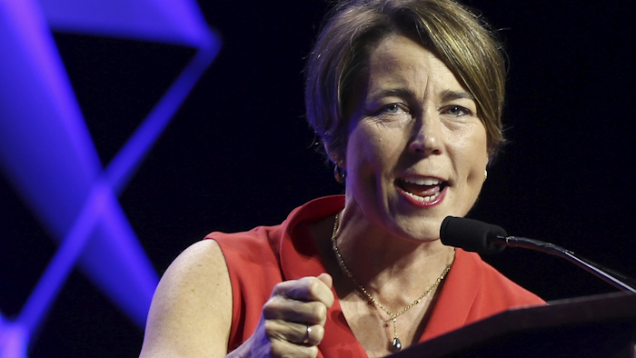 In this June 1, 2018 file photo, Massachusetts Attorney General Maura Healey speaks at the 2018 Massachusetts Democratic Party Convention in Worcester, Mass. Massachusetts has sued the maker of OxyContin over the deadly opioid crisis and has become the first state to also target the company's executives. Image credit: AP Photo/Elise Amendola, File