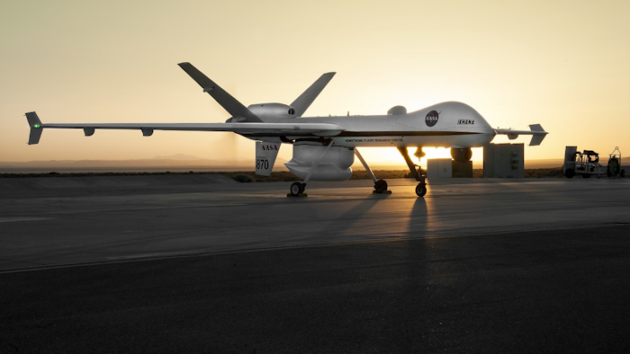 NASA's MQ-9, dubbed Ikhana, was ready for a dawn instrument checkout flight from NASA's Armstrong Flight Research Center in Southern California on May 29, 2014. Image credit: NASA Photo / Ken Ulbrich