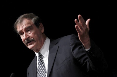 In this Oct. 18, 2018, file photo, former Mexican President Mexico Vicente Fox speaks at the CATO Institute in Washington. Image credit: AP Photo/Pablo Martinez Monsivais, File