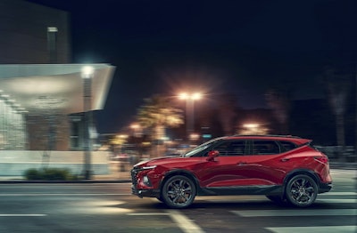 This undated photo provided by General Motors shows the Chevrolet Blazer. GM on Thursday, June 21, 2018, unveiled the sculpted Blazer in Atlanta. Image credit: General Motors via AP