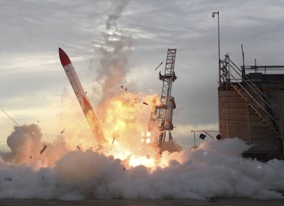 A Japan's privately developed rocket, MOMO-2, is in flames after the rocket failed to liftoff in Taiki, northern island of Hokkaido, Japan, Saturday, June 30, 2018. Image credit: Masanori Takei/Kyodo News via AP