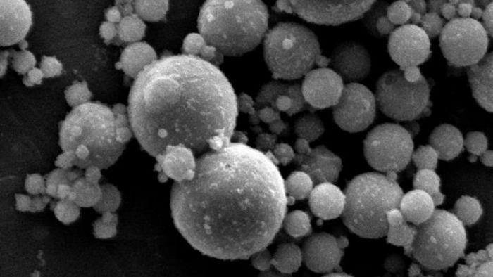 A scanning electron microscope image shows spherical particles in type C fly ash used by Rice University engineers to make cementless binder for concrete. Image credit: Multiscale Materials Laboratory/Rice University