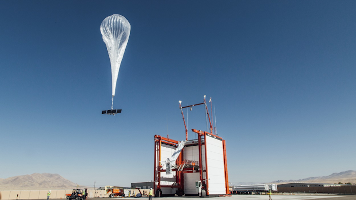 In this photo provided by Loon LLC, a balloon launches from Loon's launch site Winnemucca, Nev. Loon, the internet-delivering-balloon unit of Google-parent Alphabet, is announcing its first commercial deal. Image credit: Loon LLC via AP