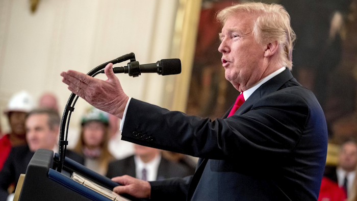 In this July 19, 2018 file photo, President Donald Trump speaks before signing an Executive Order that establishes a National Council for the American Worker during a ceremony in the East Room of the White House in Washington. Image credit: AP Photo/Andrew Harnik, File