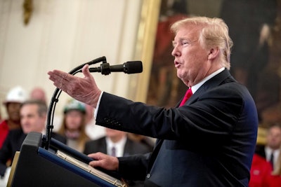 In this July 19, 2018 file photo, President Donald Trump speaks before signing an Executive Order that establishes a National Council for the American Worker during a ceremony in the East Room of the White House in Washington. Image credit: AP Photo/Andrew Harnik, File